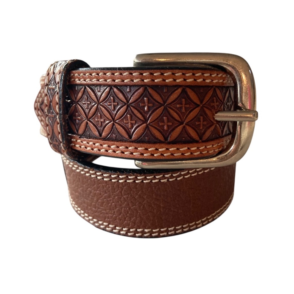 Ranger Belt Company Tooled Brown Leather Western Youth 22 Cowboy Rodeo